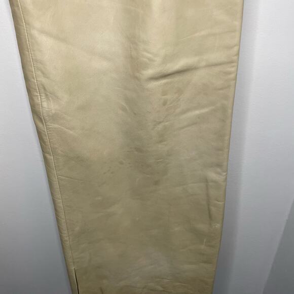 Banana Republic Leather Pants Womens Size 12 Cream Beige Preppy Pull On Rodeo - Picture 8 of 10
